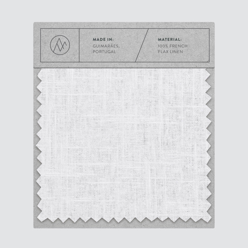 Swatch card of linen fabric in white color,white