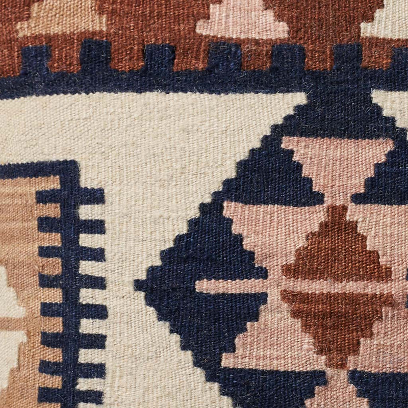 Close-up of colors and weaving in kilim throw pillow,Ecru