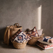Turkish kilim pillows in chunky woven baskets,Ecru
