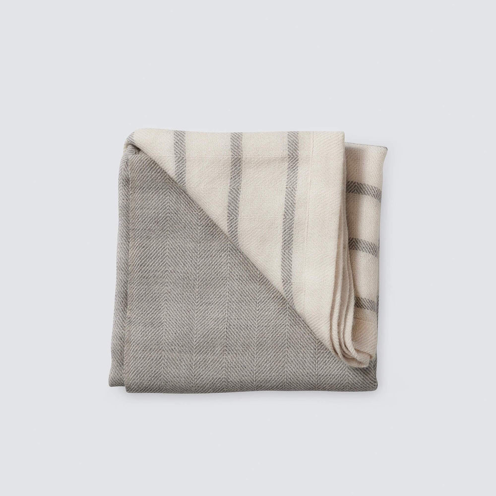 Folded Grey Alpaca Blanket