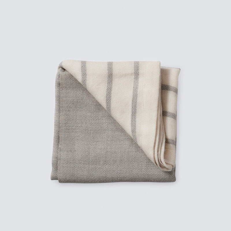 Folded Grey Alpaca Blanket, Grey-Cream