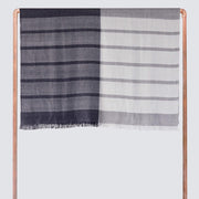 100% Baby Alpaca Throw in Navy and Grey, navy