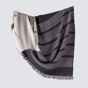 Striped Alpaca Blanket Draped Over String, navy